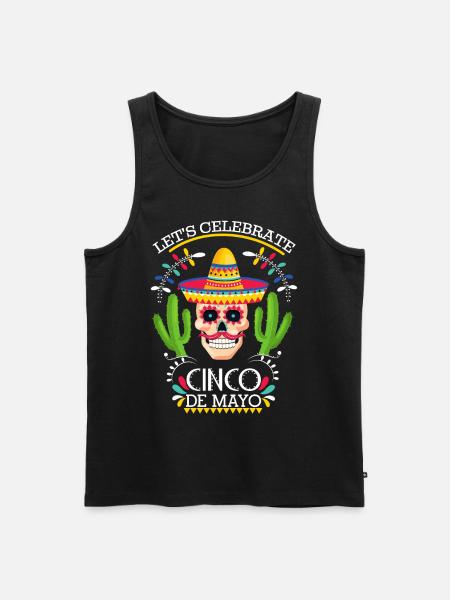 Cinco-de-Mayo, Mexican holiday with skull - Men's Premium Organic Tank Top - black