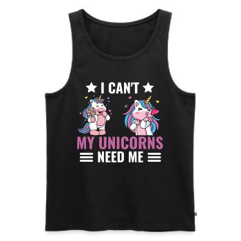 Je ne peux pas drôle cadeau Licorne fantastique - Débardeur bio Premium Homme - noir - Devant - AI Model Male 178 light (178cm)