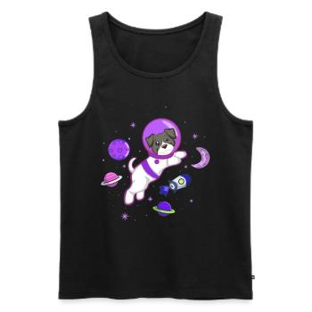 Puppy Dog Owner Astronaut - Men's Premium Organic Tank Top - black - Front - AI Model Male 178 light (178cm)