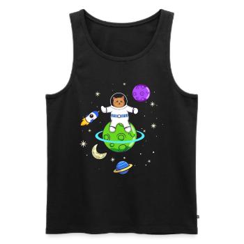 Astronaut Lovers Cat Owners - Men's Premium Organic Tank Top - black - Front - Michal (187cm)