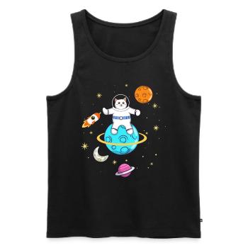 Astronaut Lovers Cat Owners - Men's Premium Organic Tank Top - black - Front - Michal (187cm)