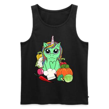 Bio Öko Einhorn Vitamine Gemüse Küche Vegetarisch - Männer Premium Bio Tank Top - Schwarz - Vorne - Michal (187cm)