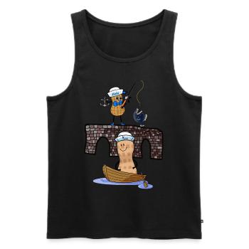 Moin maritime Peanuts Angler Sailor Captain Ahoy - Men's Premium Organic Tank Top - black - Front - Michal (187cm)