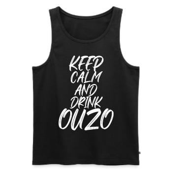 Ouzo disant pour les Grecs Un ouzo par jour - Débardeur bio Premium Homme - noir - Devant - Michal (187cm)