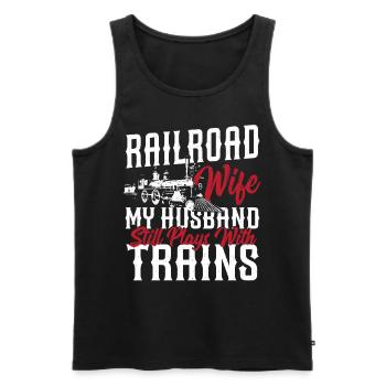 Railroad Wife My Husband Still Plays With Trains - Männer Premium Bio Tank Top - Schwarz - Vorne - Michal (187cm)