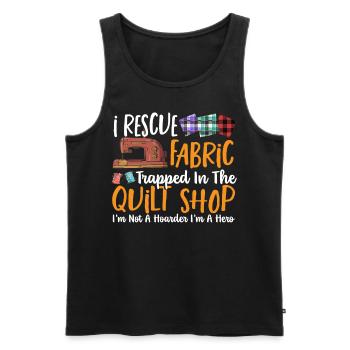 I Rescue Fabric Trapped In The Quilt Shop - Men's Premium Organic Tank Top - black - Front - AI Model Male 178 light (178cm)