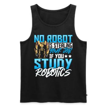 No Robot Is Stealing Your Job If You Study - Männer Premium Bio Tank Top - Schwarz - Vorne - Michal (187cm)