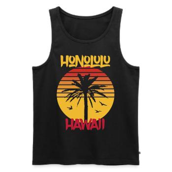 Hawaii Honolulu Palmen Ocean Surfing - Männer Premium Bio Tank Top - Schwarz - Vorne - Michal (187cm)