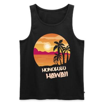 Hawaii Honolulu Holiday Palm Ocean Surfing - Débardeur bio Premium Homme - noir - Devant - Michal (187cm)