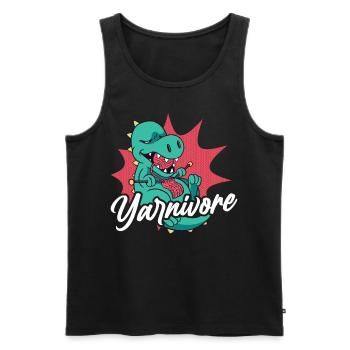 Knitting Knitter Pun Dinosaur - Männer Premium Bio Tank Top - Schwarz - Vorne - AI Model Male 178 light (178cm)