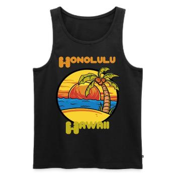Honolulu Sunset Holiday Hawaii Palms Ozea - Men's Premium Organic Tank Top - black - Front - Michal (187cm)