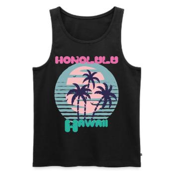 Palm Hawaii Honolulu Vacances Plage Océan - Débardeur bio Premium Homme - noir - Devant - Michal (187cm)
