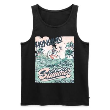 Honolulu Surfing Hawaii Holiday Palm Beach Ocean - Men's Premium Organic Tank Top - black - Front - Michal (187cm)