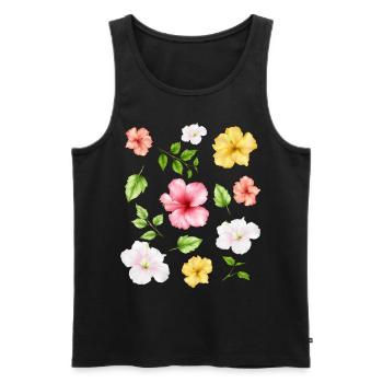 Coconut Girl Fleurs d’hibiscus esthétiques - Débardeur bio Premium Homme - noir - Devant - AI Model Male 178 light (178cm)