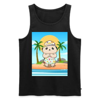Coconut Girl Esthétique Kawaii Bear Summer Beach - Débardeur bio Premium Homme - noir - Devant - Michal (187cm)