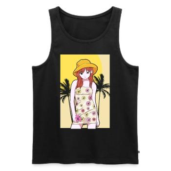 Coconut Girl Esthétique Anime Girl Summer Beach - Débardeur bio Premium Homme - noir - Devant - Michal (187cm)
