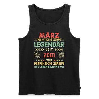 22. Geburtstag März Jahrgang 2001 Vintage - Männer Premium Bio Tank Top - Schwarz - Vorne - Michal (187cm)
