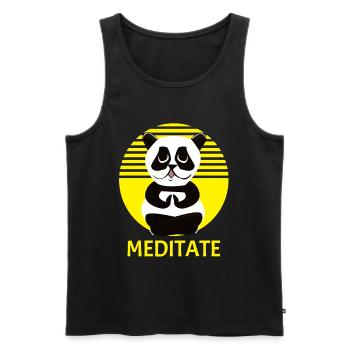 Panda Bear Meditation Meditation Meditation Spirituality - Men's Premium Organic Tank Top - black - Front - AI Model Male 178 light (178cm)
