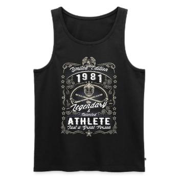 Vintage 1981 Hockey sur glace Cadeau d’anniversaire Hobby - Débardeur bio Premium Homme - noir - Devant - Michal (187cm)
