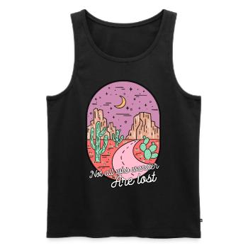 Not All Who Wander Are Lost Hiking Nature Camping - Men's Premium Organic Tank Top - black - Front - AI Model Male 178 light (178cm)