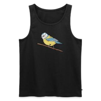 Motif Blue I Bird pour les ornithologues amateurs - Débardeur bio Premium Homme - noir - Devant - AI Model Male 178 light (178cm)