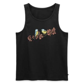 Motif Blue I Bird pour les ornithologues amateurs - Débardeur bio Premium Homme - noir - Devant - AI Model Male 178 light (178cm)