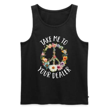 Hippie Peace Sign Peace Flowers Flower Child - Men's Premium Organic Tank Top - black - Front - Michal (187cm)