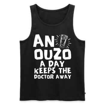 Ouzo Spruch für Griechen One Ouzo a Day Ouzo Party - Männer Premium Bio Tank Top - Schwarz - Vorne - AI Model Male 178 light (178cm)