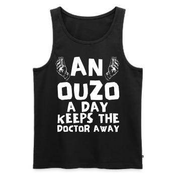 Ouzo Spruch für Griechen One Ouzo a Day Ouzo Party - Männer Premium Bio Tank Top - Schwarz - Vorne - AI Model Male 178 light (178cm)
