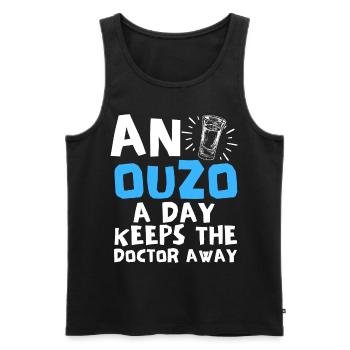 Ouzo Spruch für Griechen One Ouzo a Day Ouzo Party - Männer Premium Bio Tank Top - Schwarz - Vorne - AI Model Male 178 light (178cm)