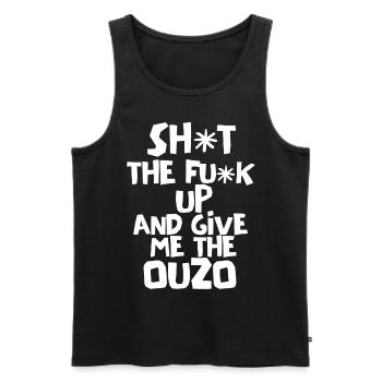 Ouzo Spruch für Griechen One Ouzo a Day Ouzo Party - Männer Premium Bio Tank Top - Schwarz - Vorne - AI Model Male 178 light (178cm)