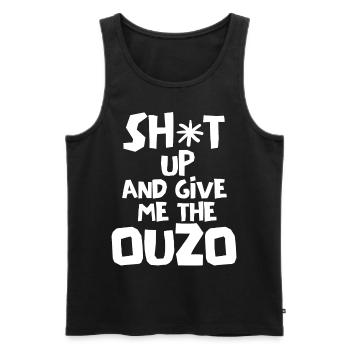 Ouzo Spruch für Griechen One Ouzo a Day Ouzo Party - Männer Premium Bio Tank Top - Schwarz - Vorne - AI Model Male 178 light (178cm)
