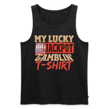 My Lucky Jackpot Gamblin' T-Shirt Lucky Slot - Männer Premium Bio Tank Top - Schwarz - Vorne - Michal (187cm)