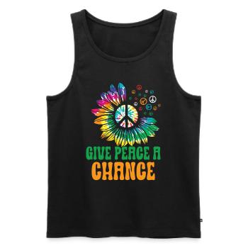 Hippie Peace Zeichen Frieden Blumen Blumenkind - Männer Premium Bio Tank Top - Schwarz - Vorne - Michal (187cm)