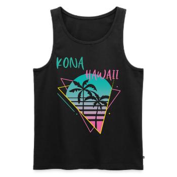Kona Hawaii Palms Retro Ocean Surfing - Men's Premium Organic Tank Top - black - Front - AI Model Male 178 light (178cm)