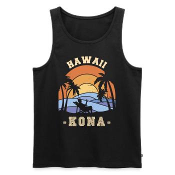 Hawaii Kona Retirement Palm Holidays Ocean Surfing - Men's Premium Organic Tank Top - black - Front - AI Model Male 178 light (178cm)
