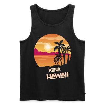 Hawaii Kona Vacation Palm Ocean Surfing - Men's Premium Organic Tank Top - black - Front - AI Model Male 178 light (178cm)