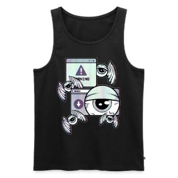Cassette Futurisme Weirdcore Eyeball Rétro Futurisme - Débardeur bio Premium Homme - noir - Devant - AI Model Male 178 light (178cm)