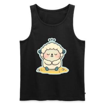Sheep Lamb Sheep Yoga Meditation Relaxation - Men's Premium Organic Tank Top - black - Front - AI Model Male 178 light (178cm)