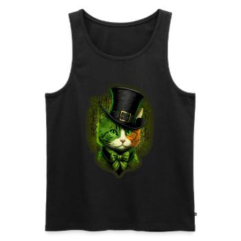 Cat Kitten St. Patrick's Day Ireland Irish - Men's Premium Organic Tank Top - black - Front - Michal (187cm)