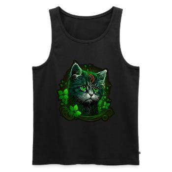 Cat Kitten St. Patrick's Day Ireland Irish - Men's Premium Organic Tank Top - black - Front - Michal (187cm)