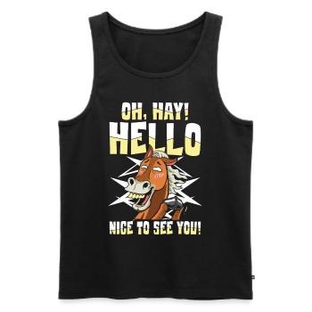 HAY Hello Nice To See You für eine Reiterin - Männer Premium Bio Tank Top - Schwarz - Vorne - Michal (187cm)