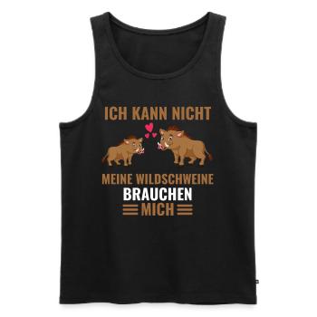 Tierliebhaber Wald Tier Geschenk Wildschwein - Männer Premium Bio Tank Top - Schwarz - Vorne - Michal (187cm)