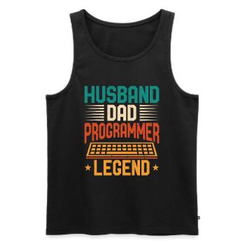Husband Dad Programmer Legend Coder Programmierer - Men's Premium Organic Tank Top - black - Front - AI Model Male 178 light (178cm)