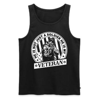 Er ist nicht nur ein Soldat, er ist mein Militärveteran - Männer Premium Bio Tank Top - Schwarz - Vorne - AI Model Male 178 light (178cm)