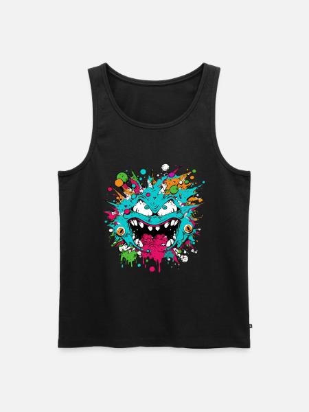 Monster Crash - Cool Blue Monster - Men's Premium Organic Tank Top - black