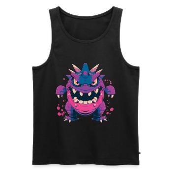 Monster Crash - Monstre violet cool - Débardeur bio Premium Homme - noir - Devant - Michal (187cm)