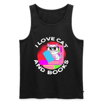 Book Rat Cat Books Bookworm - Men's Premium Organic Tank Top - black - Front - AI Model Male 178 light (178cm)