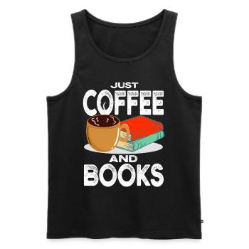 Drinking coffee Reading books Being happy - Men's Premium Organic Tank Top - black - Front - AI Model Male 178 light (178cm)