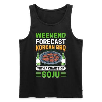 Weekend Forecast Korean BBQ With A Chance Of Soju - Men's Premium Organic Tank Top - black - Front - AI Model Male 178 light (178cm)